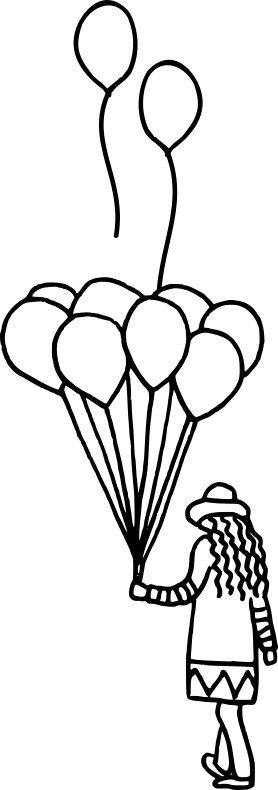 decorative image of child with balloons